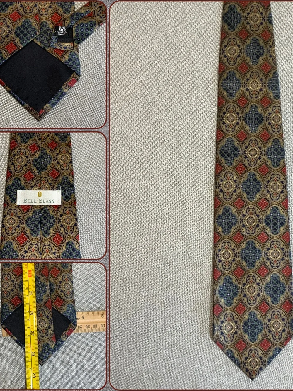 Bill Blass 100% Silk Medallion Geometric Tie